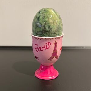 Paris Pink Egg Cup with Green Marble Egg